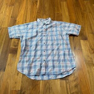 Northern Reflections Men's Blue Plaid Short Sleeve Button-Up Shirt M
